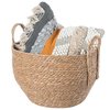 Vintiquewise Decorative Round Wicker Woven Rope Storage Blanket Basket with Braided Handles - Large QI003835.L